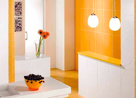 ceramica baño naranja